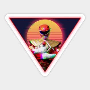 Power Rangers Red Ranger 80s Vaporwave Outrun Sticker